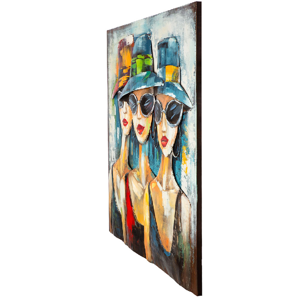 Omvara Metal Red Lips 3 Women Wall Art in Multicolour