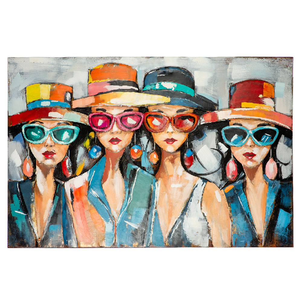 Omvara Metal Red Lips 4 Women Wall Art in Multicolour
