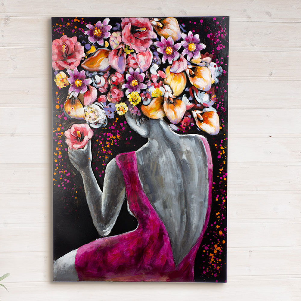 Omvara Metal Women Flower Wall Art in Multicolour