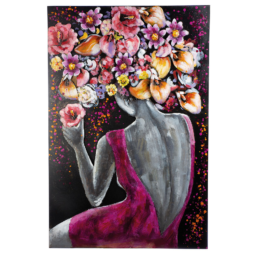Omvara Metal Women Flower Wall Art in Multicolour
