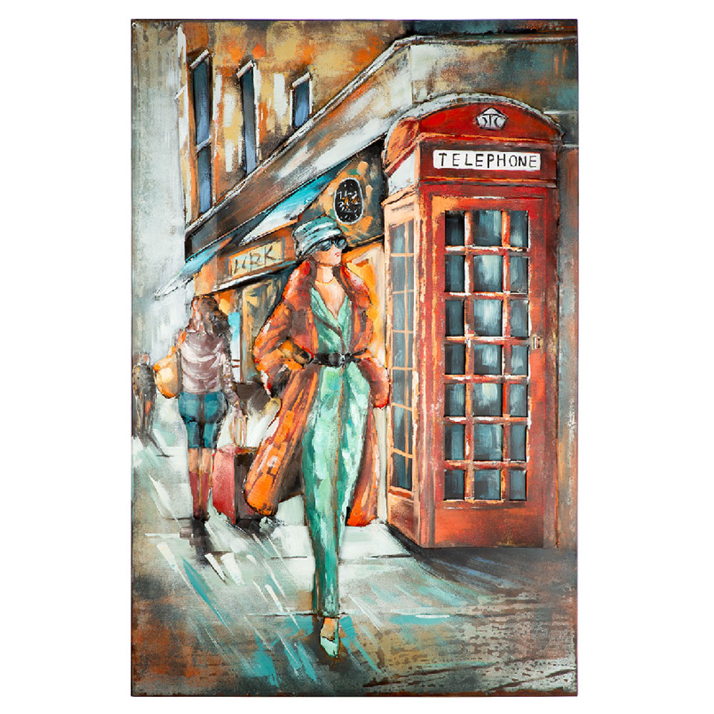 Omvara Metal Women Wall Art in Grey and Red