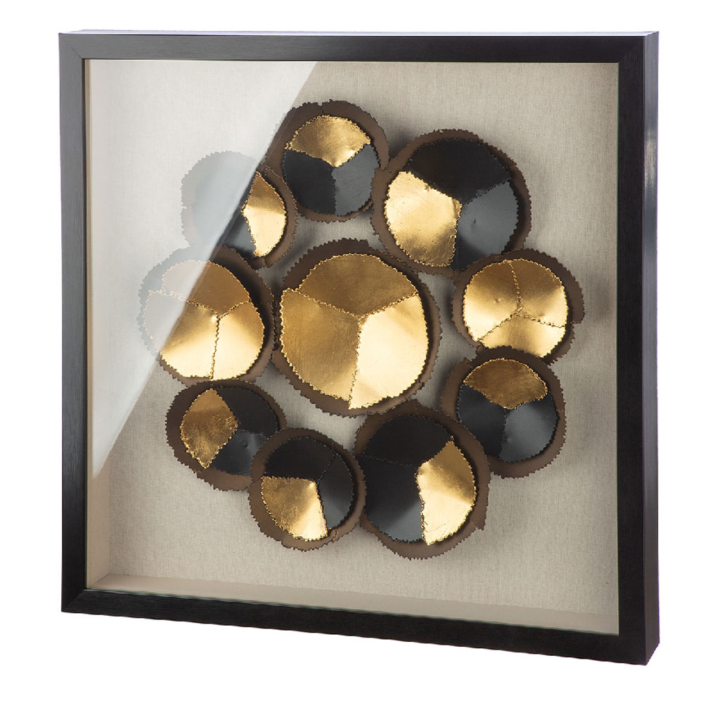 Omvara Plastic Geometric Wall Art in Black and Gold