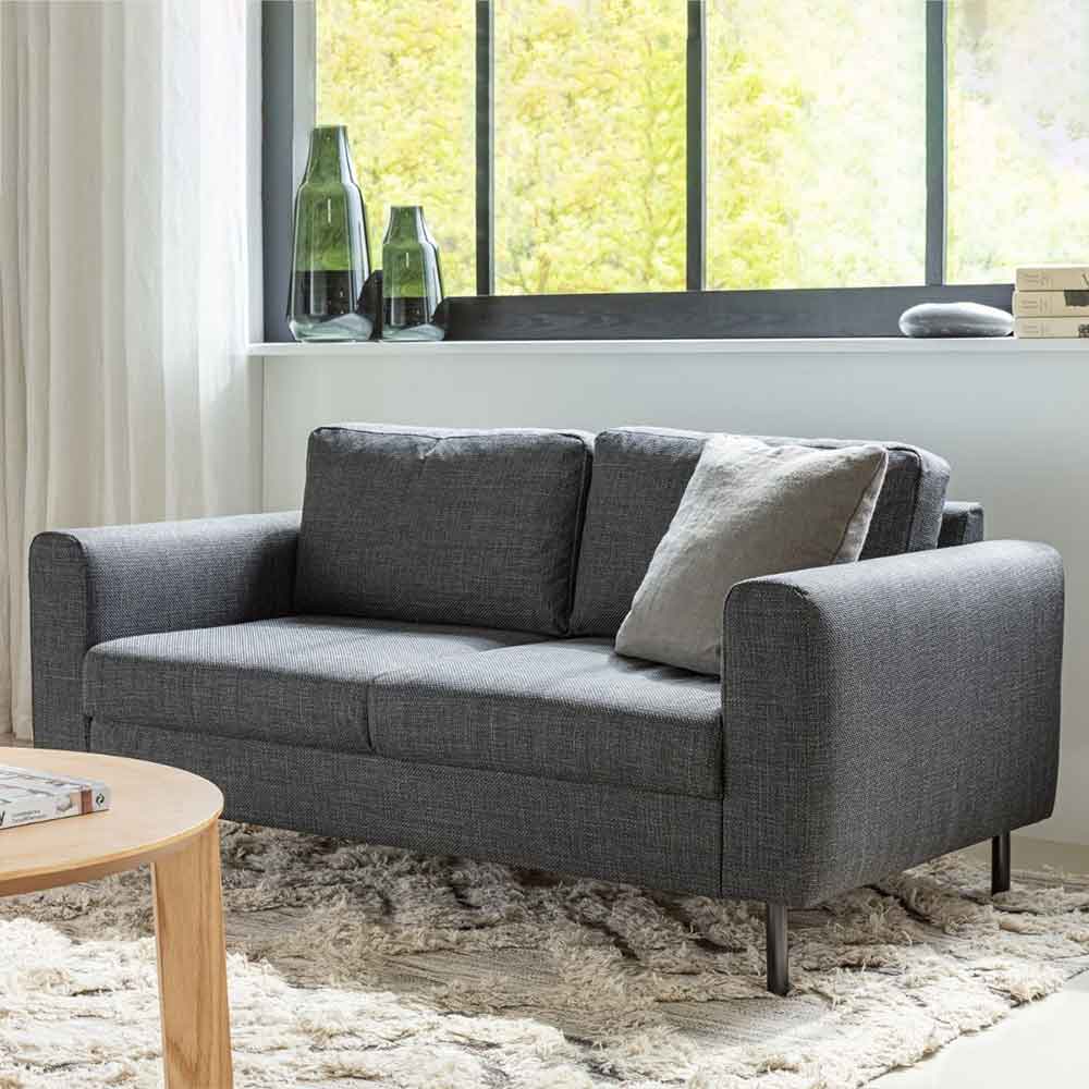 Onalaska Fabric 2+3 Seater Sofa Set In Basel Dark Grey