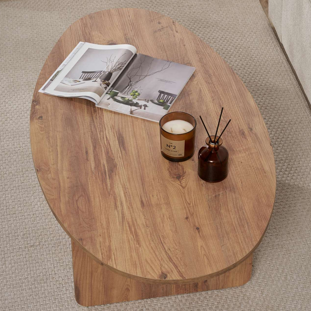 Onara Oval Wooden Coffee Table in Atlantic Pine