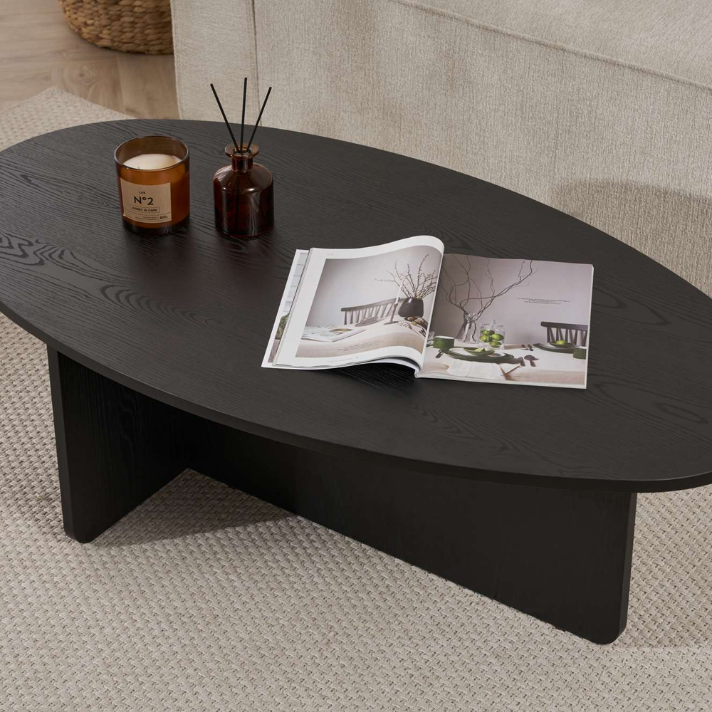 Onara Oval Wooden Coffee Table in Black