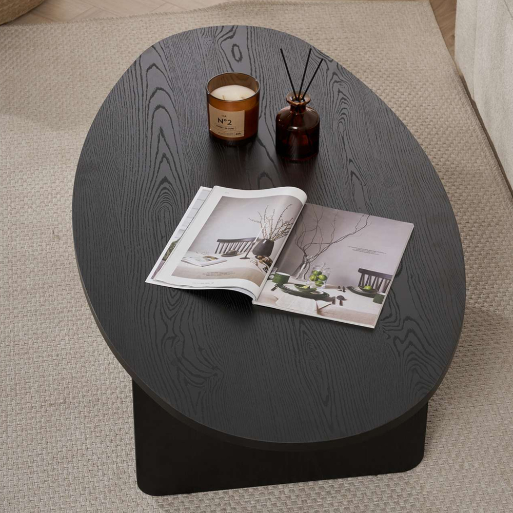 Onara Oval Wooden Coffee Table in Black