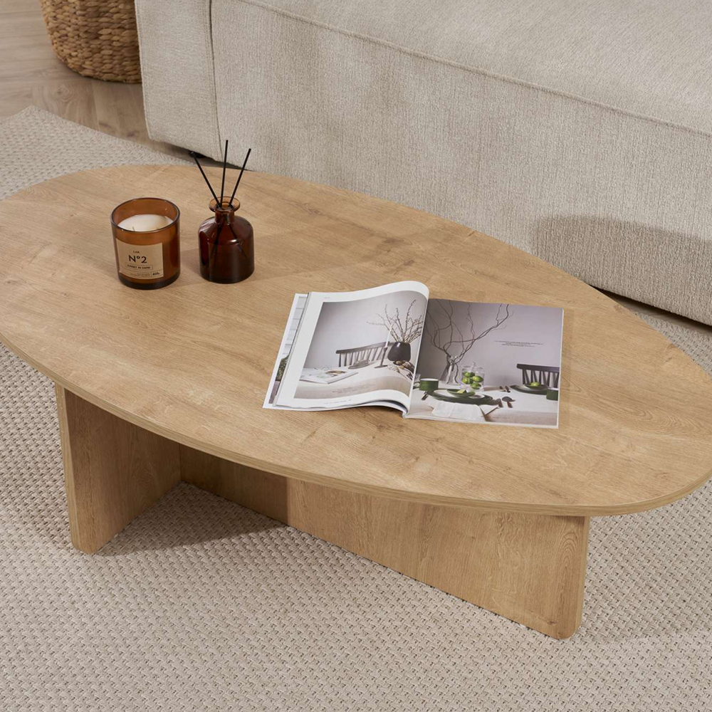 Onara Oval Wooden Coffee Table in Oak