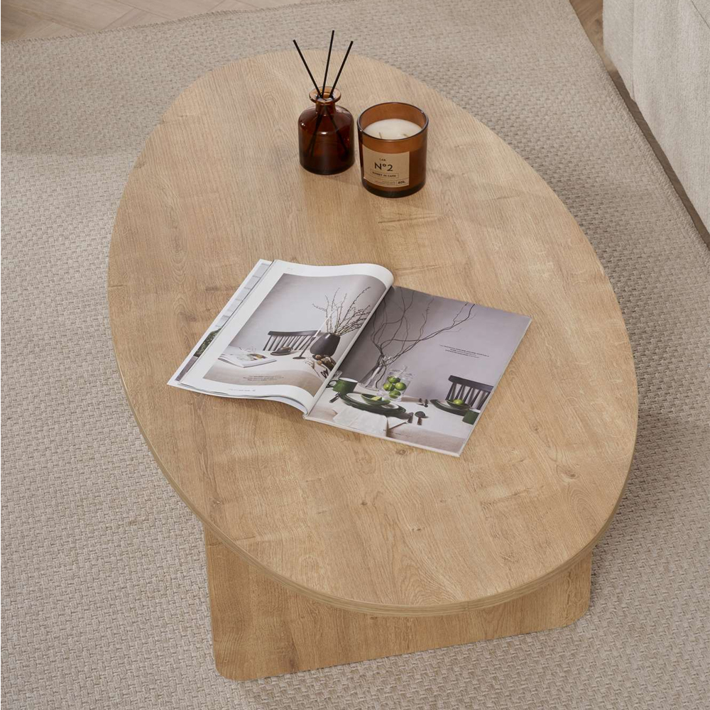 Onara Oval Wooden Coffee Table in Oak