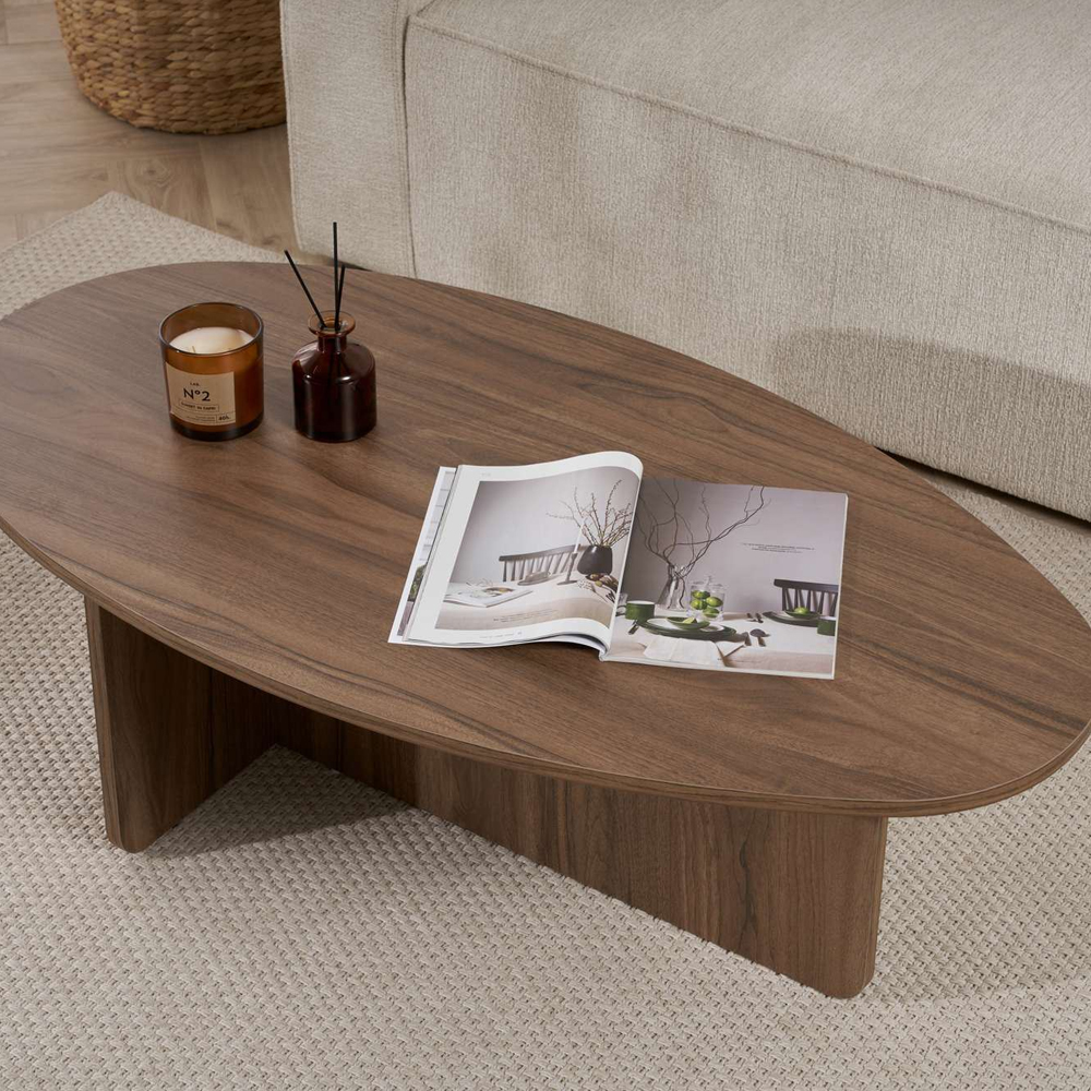 Onara Oval Wooden Coffee Table in Walnut