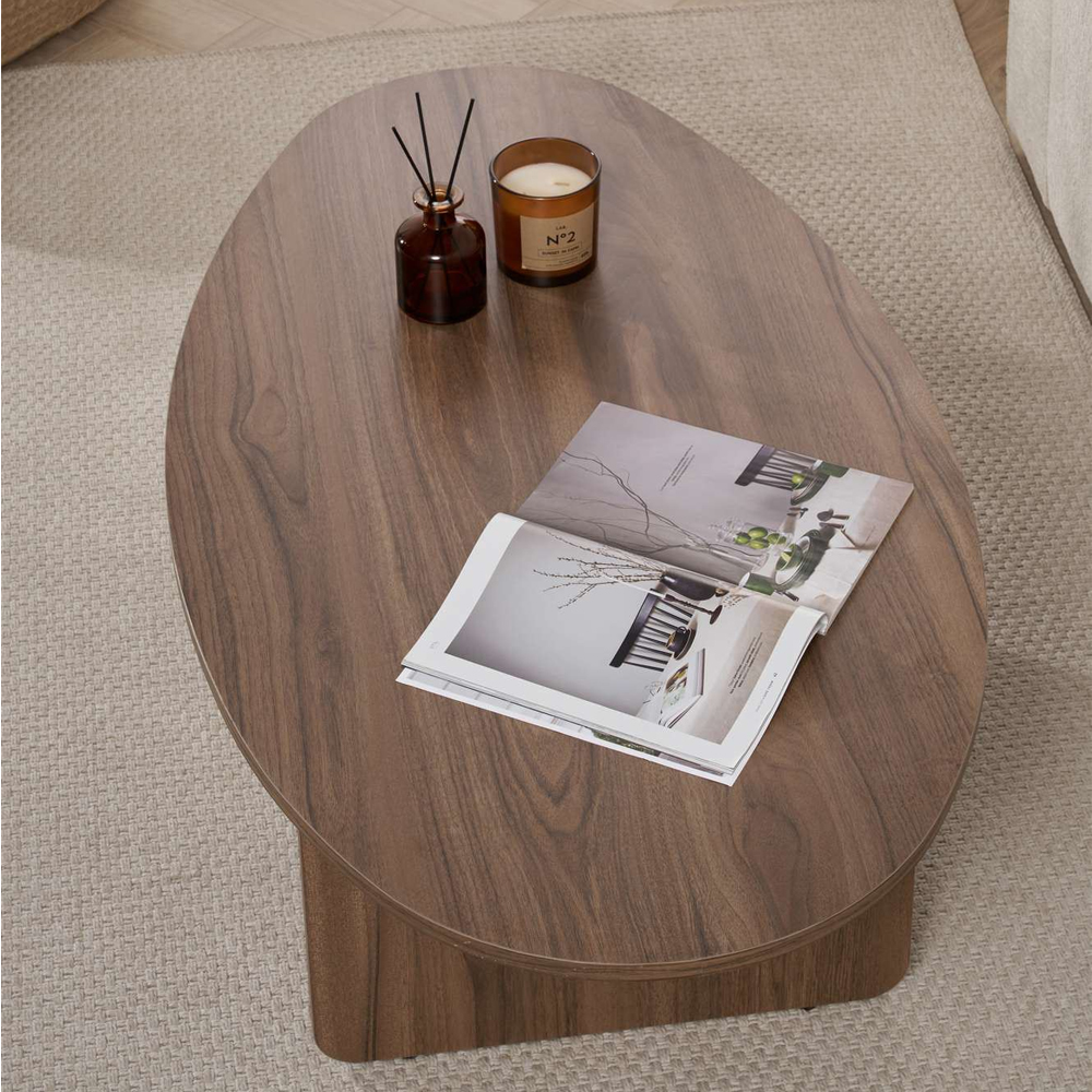 Onara Oval Wooden Coffee Table in Walnut