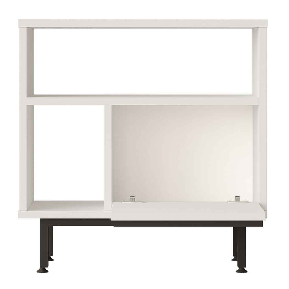 One Wooden Side Table with 1 Door in White