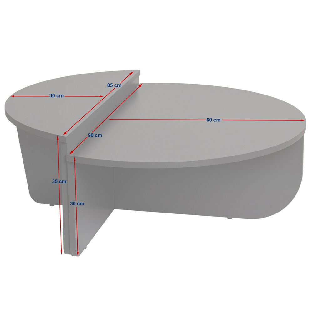 Onelio Oval Wooden Nest Of 2 Coffee Table in Anthracite