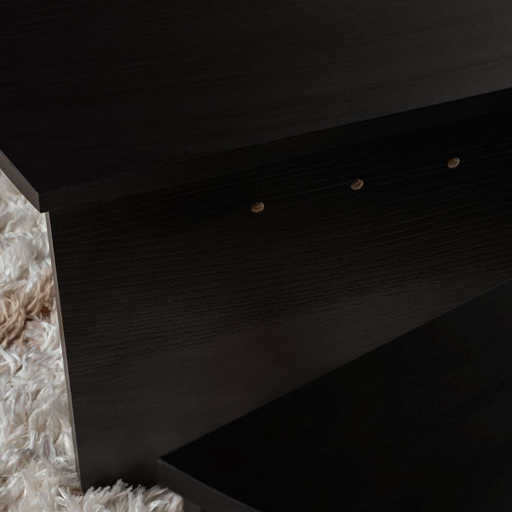 Onelio Oval Wooden Nest Of 2 Coffee Table in Black