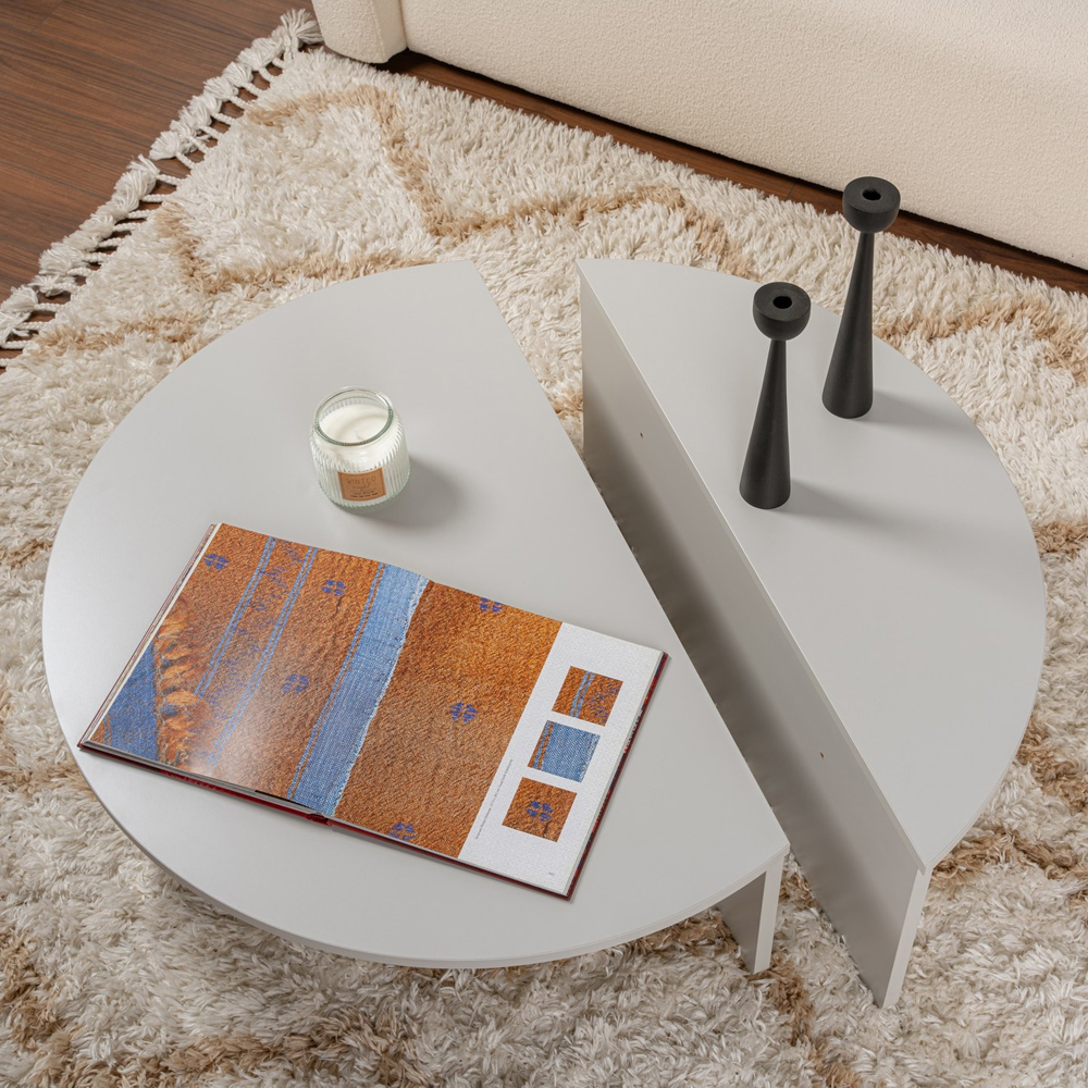 Onelio Oval Wooden Nest Of 2 Coffee Table in Grey