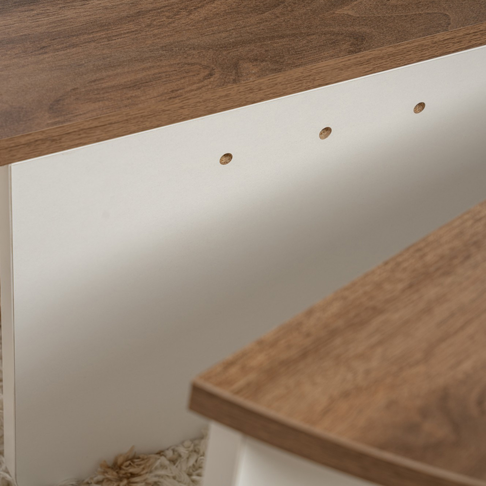 Onelio Oval Wooden Nest Of 2 Coffee Table in Walnut and White