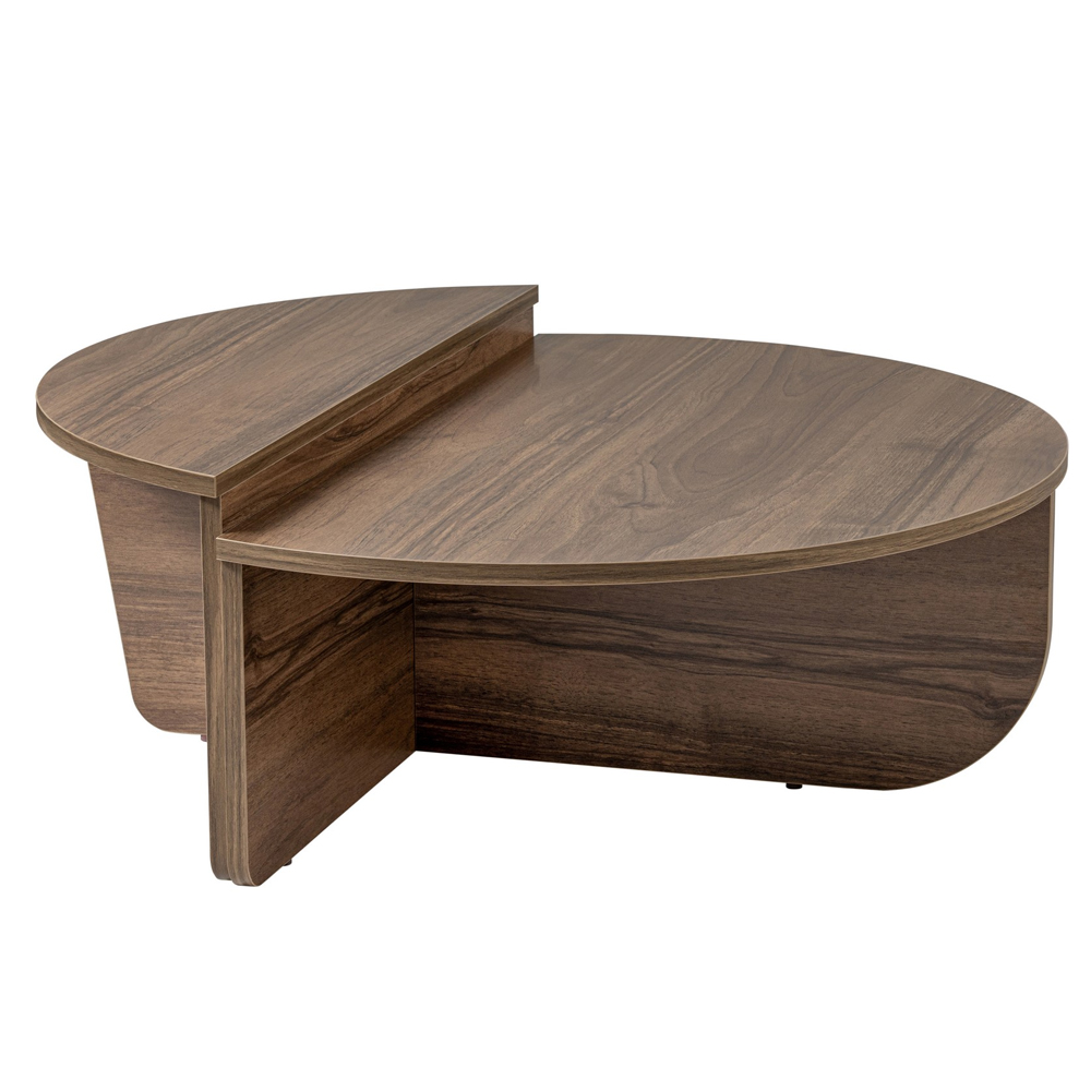 Onelio Oval Wooden Nest Of 2 Coffee Table in Walnut