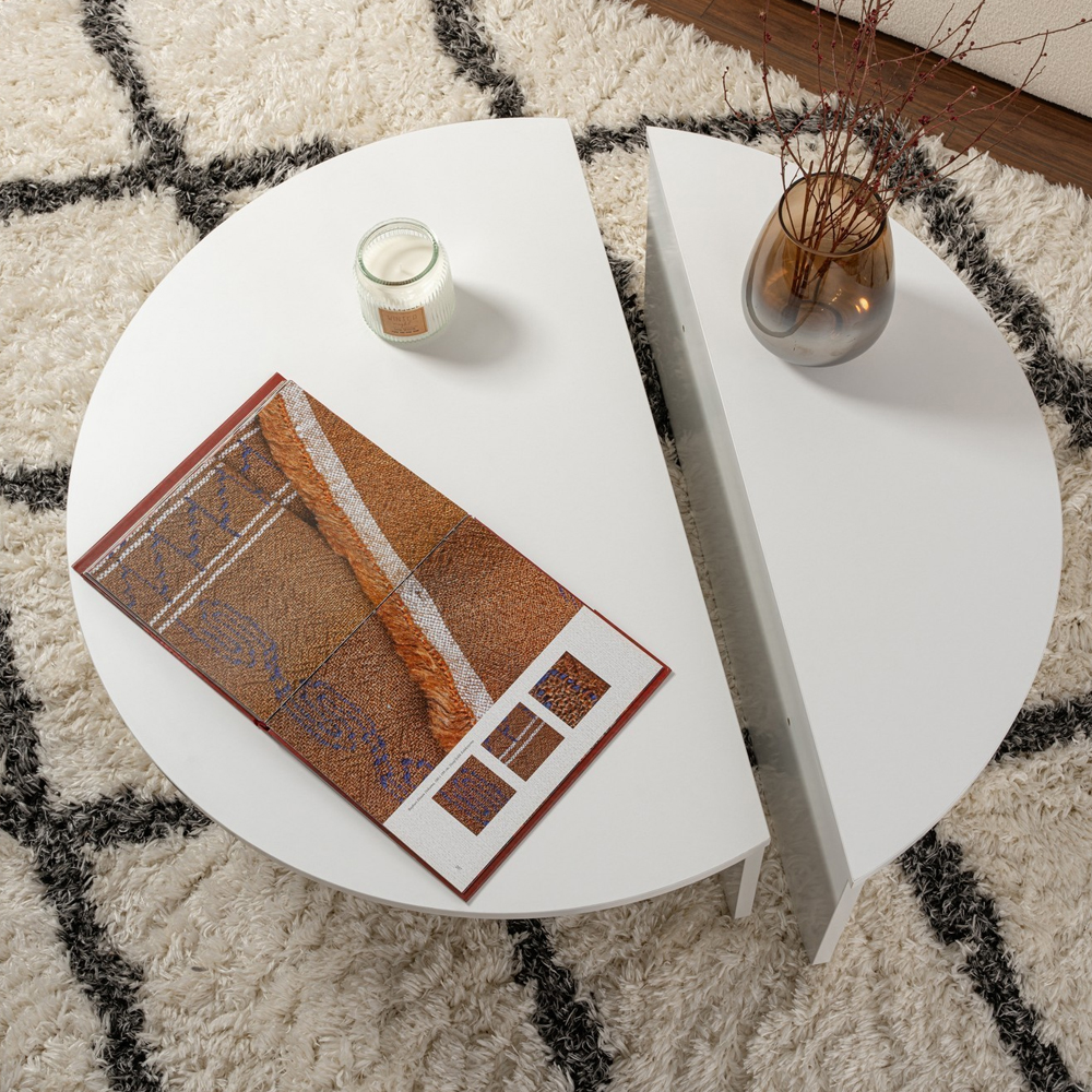 Onelio Oval Wooden Nest Of 2 Coffee Table in White