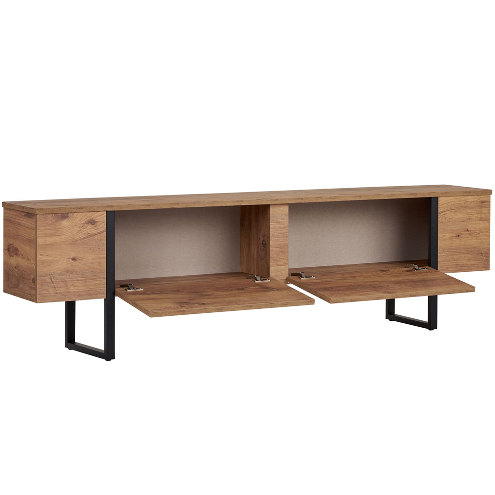 Nordic Wooden TV Stand with Metal Legs in Atlantic Pine and Black