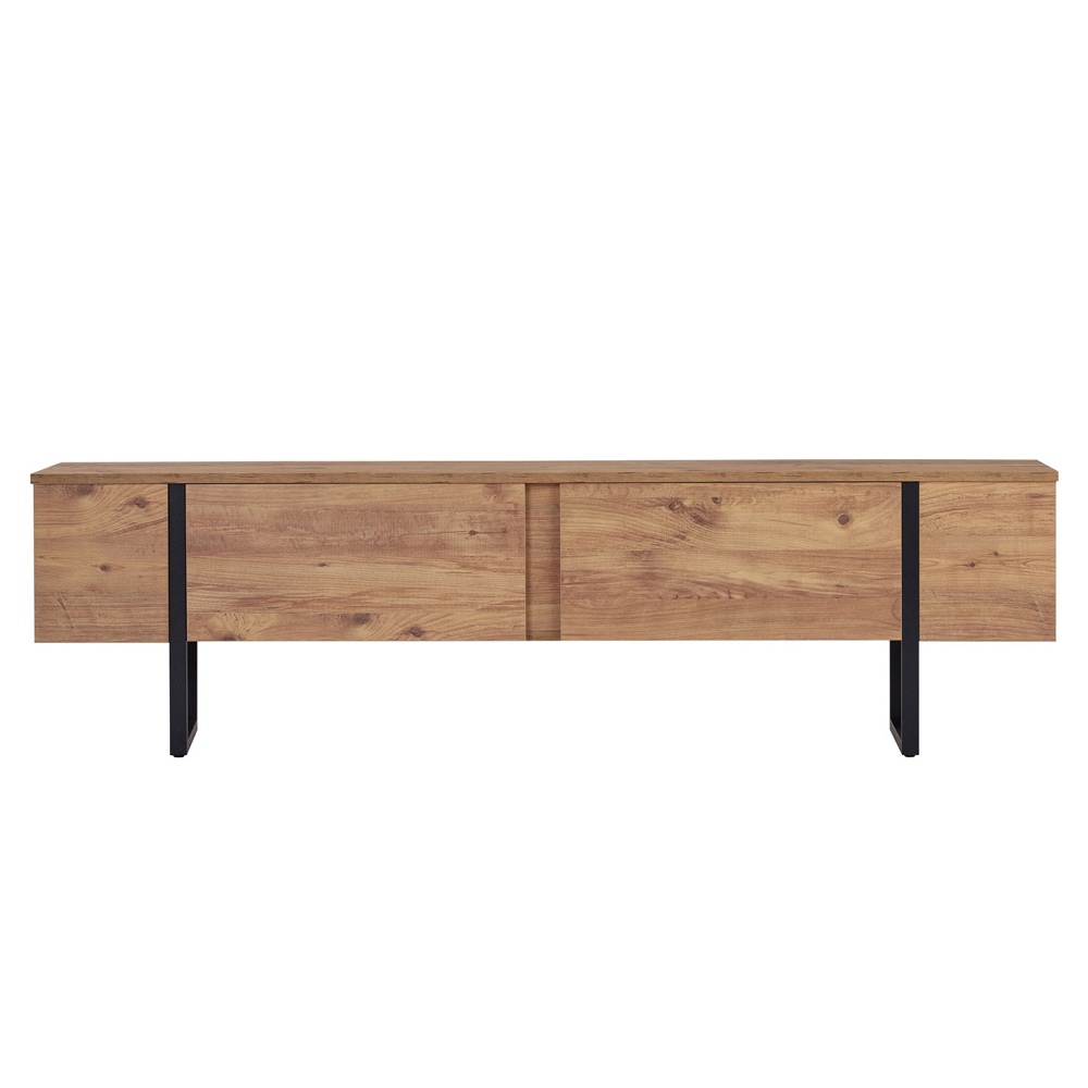 Nordic Wooden TV Stand with Metal Legs in Atlantic Pine and Black