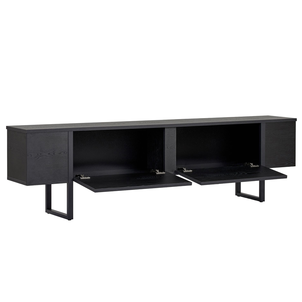 Nordic Wooden TV Stand with Metal Legs in Black