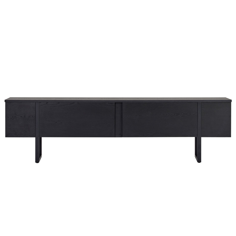 Nordic Wooden TV Stand with Metal Legs in Black