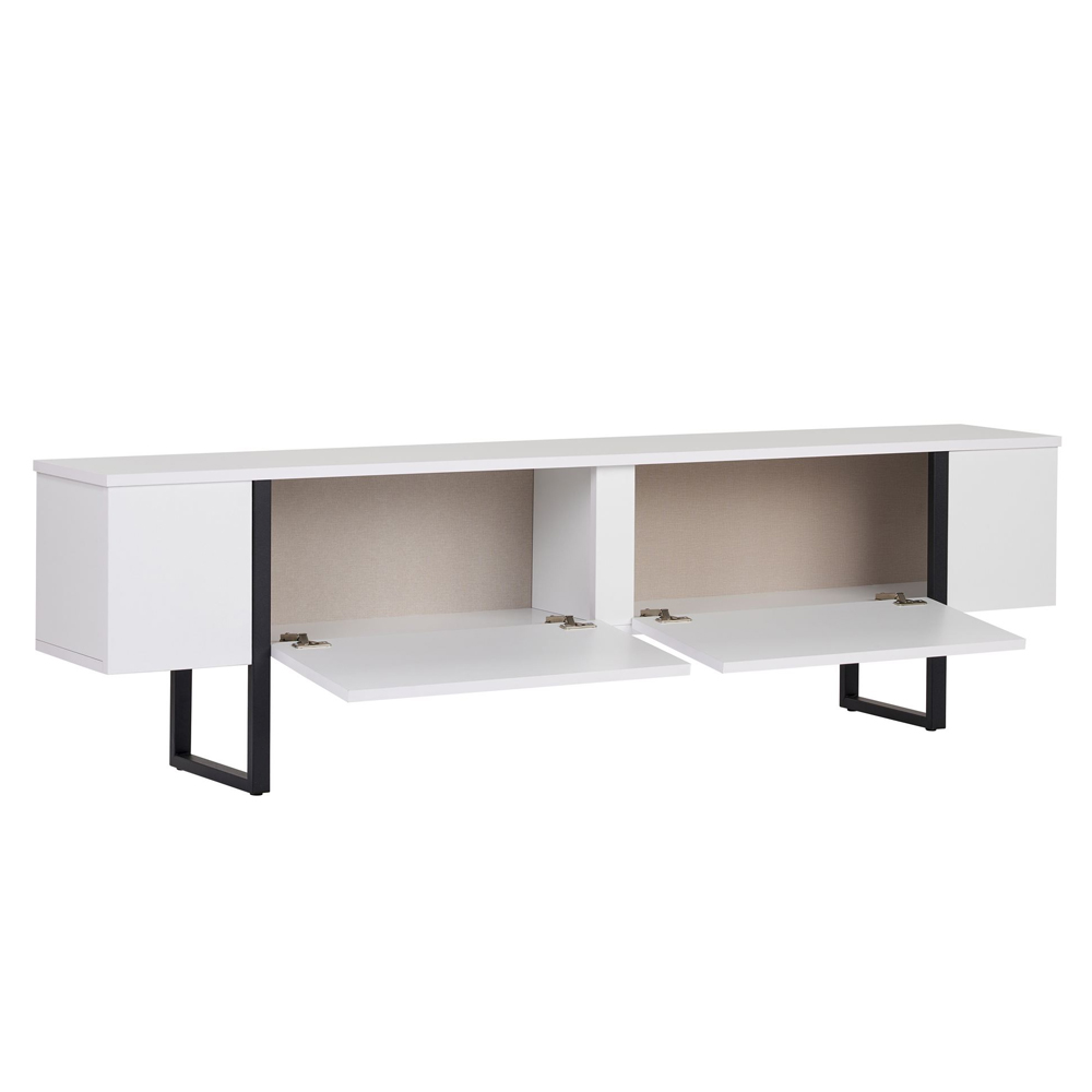 Nordic Wooden TV Stand with Metal Legs in White and Black