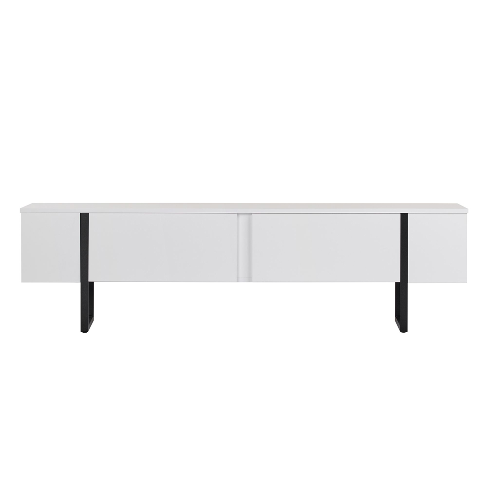 Nordic Wooden TV Stand with Metal Legs in White and Black