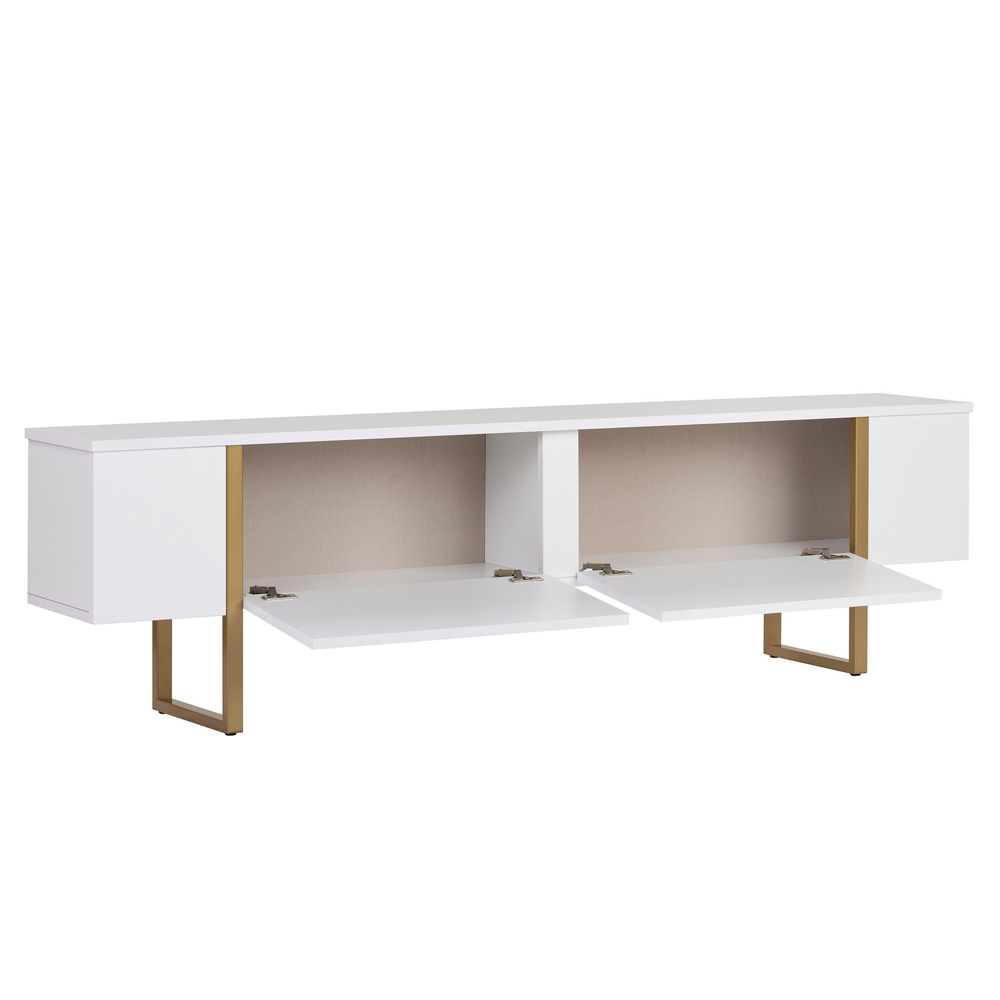 Nordic Wooden TV Stand with Metal Legs in White and Gold
