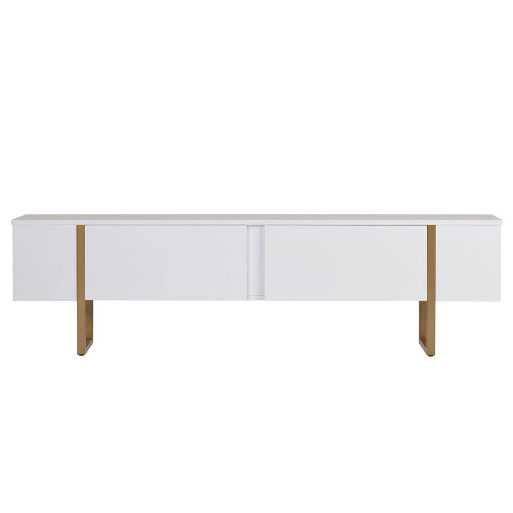 Nordic Wooden TV Stand with Metal Legs in White and Gold