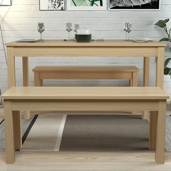 Product photograph of Onia Wooden Dining Table With 2 Benches In Oak from Furniture in Fashion