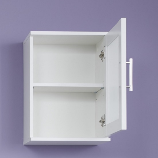 Onix Bathroom Wall Mounted Cabinet In White And Glass Fronts_2