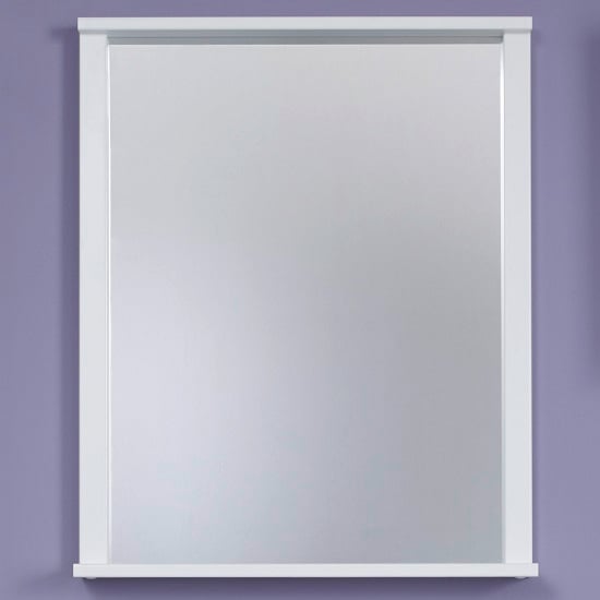 Onix Bathroom Wall Mirror Rectangular In White With Shelf_1