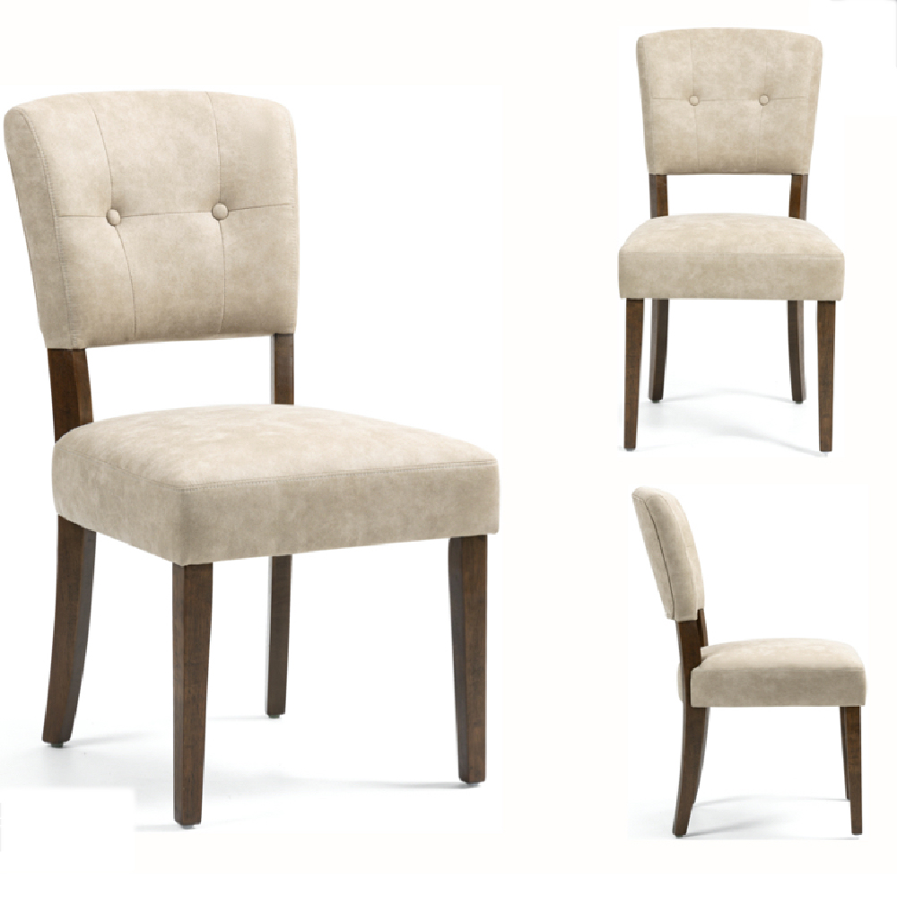 Ontario Beige Bison Fabric Dining Chairs In Pair