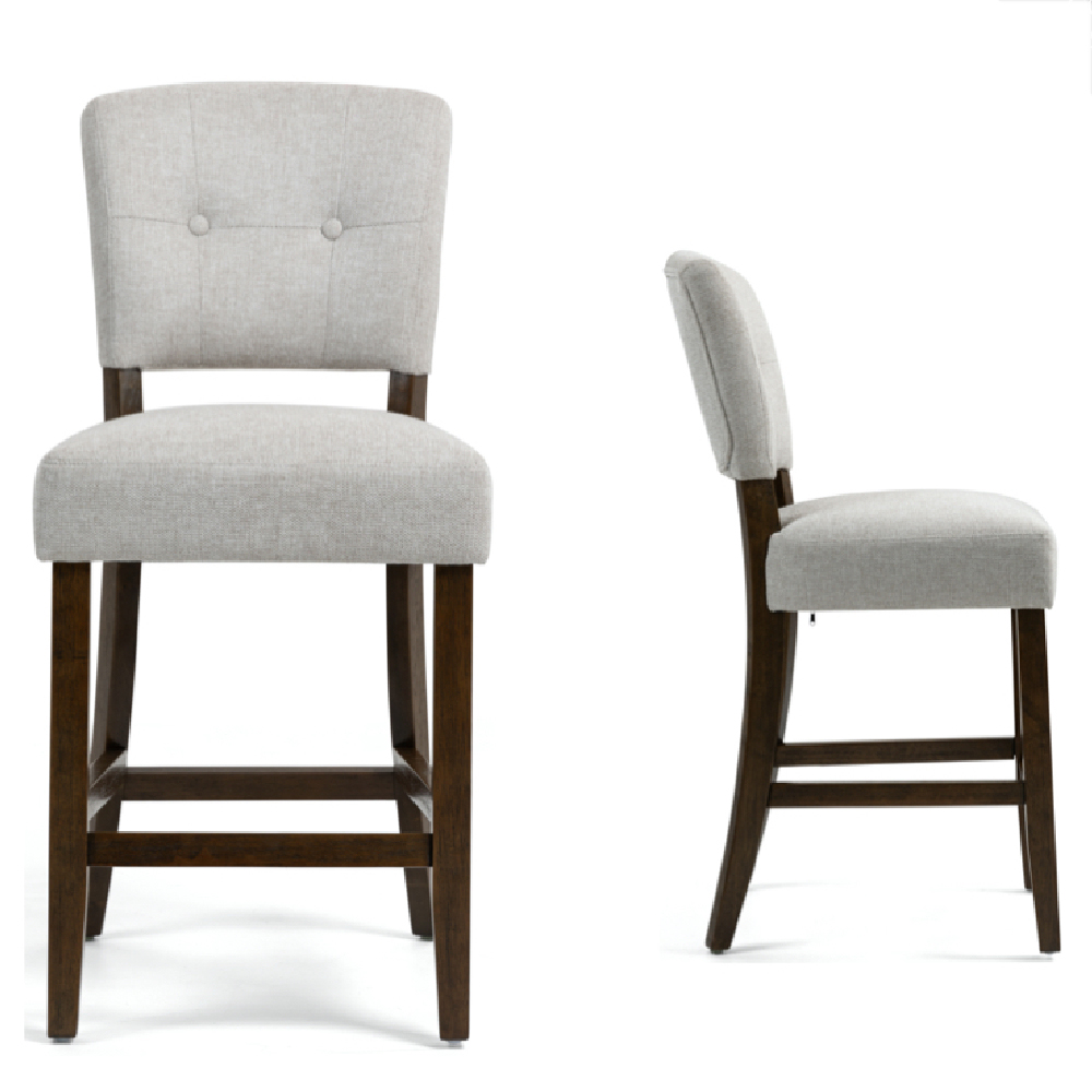 Ontario Beige Fabric Bar Chairs In Pair