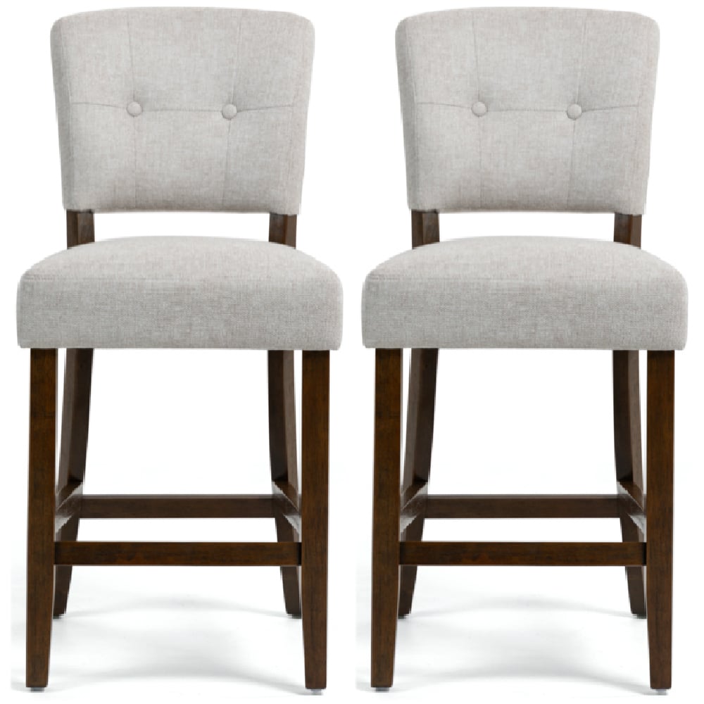 Ontario Beige Fabric Bar Chairs In Pair
