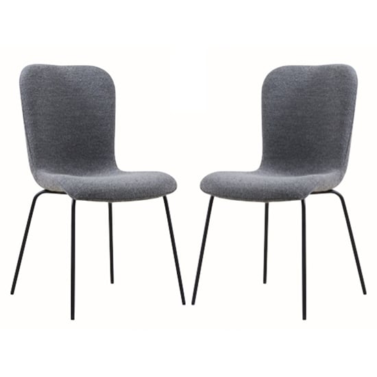 Ontario Dark Grey Fabric Dining Chairs With Black Frame In Pair