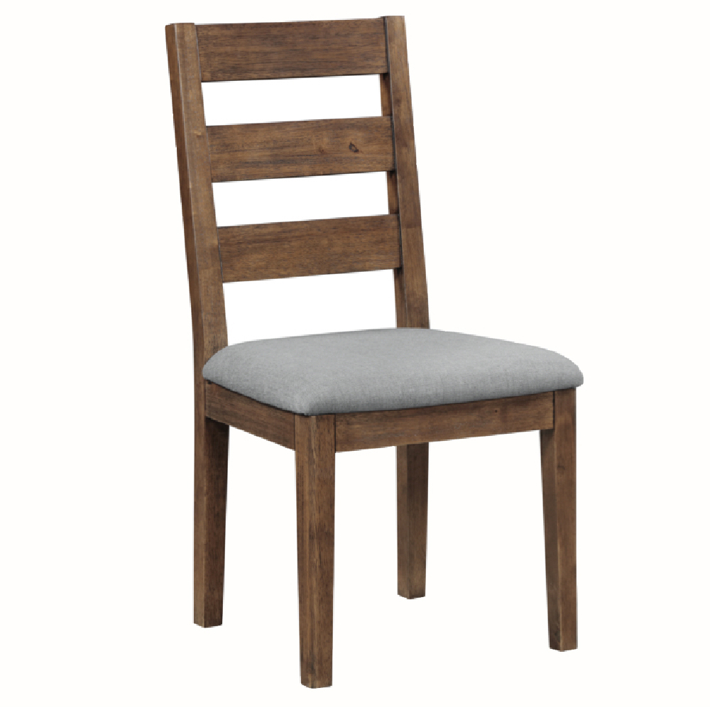 Ontario Dark Oak Wooden Dining Chairs With Fabric Seat In Pair