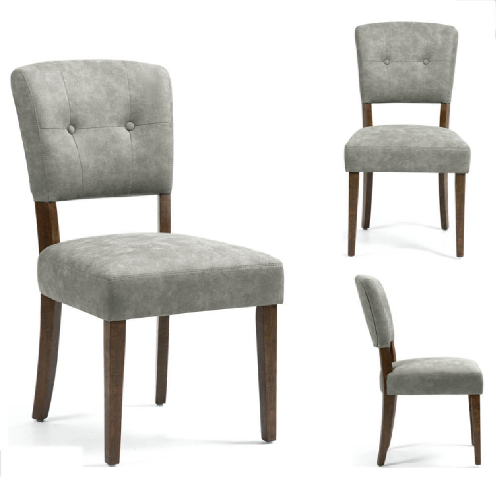 Ontario Grey Bison Fabric Dining Chairs In Pair