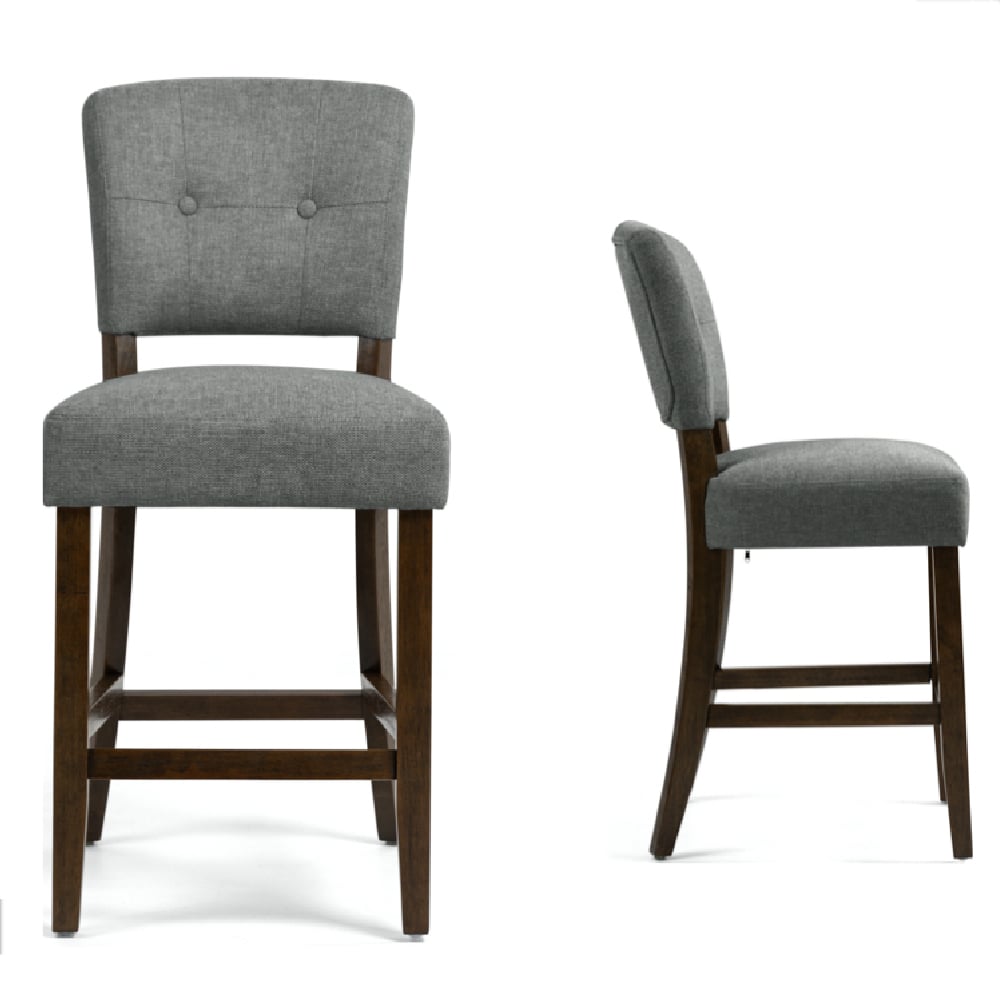 Ontario Grey Fabric Bar Chairs In Pair