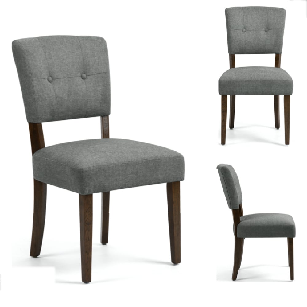 Ontario Grey Fabric Dining Chairs In Pair