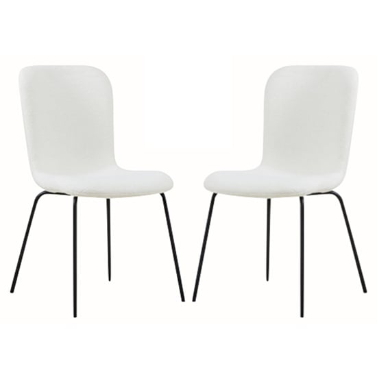 Ontario Ivory Fabric Dining Chairs With Black Frame In Pair