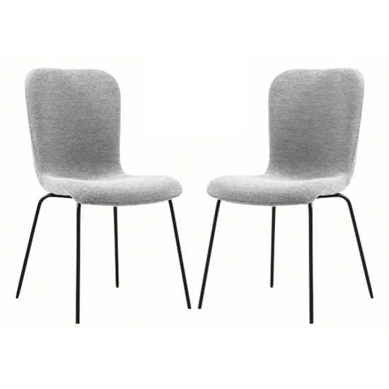 Product photograph of Ontario Light Grey Fabric Dining Chairs With Black Frame In Pair from Furniture in Fashion