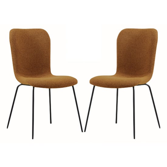 Ontario Tan Fabric Dining Chairs With Black Frame In Pair