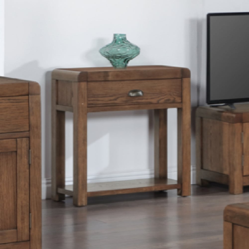 Ontario Wooden Console Table With 1 Drawer In Dark Oak