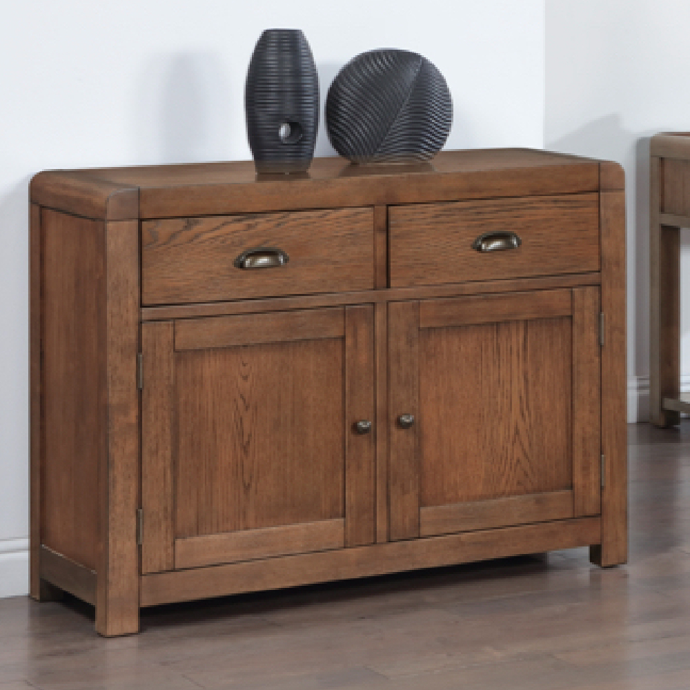 Ontario Wooden Sideboard With 2 Doors 2 Drawers In Dark Oak