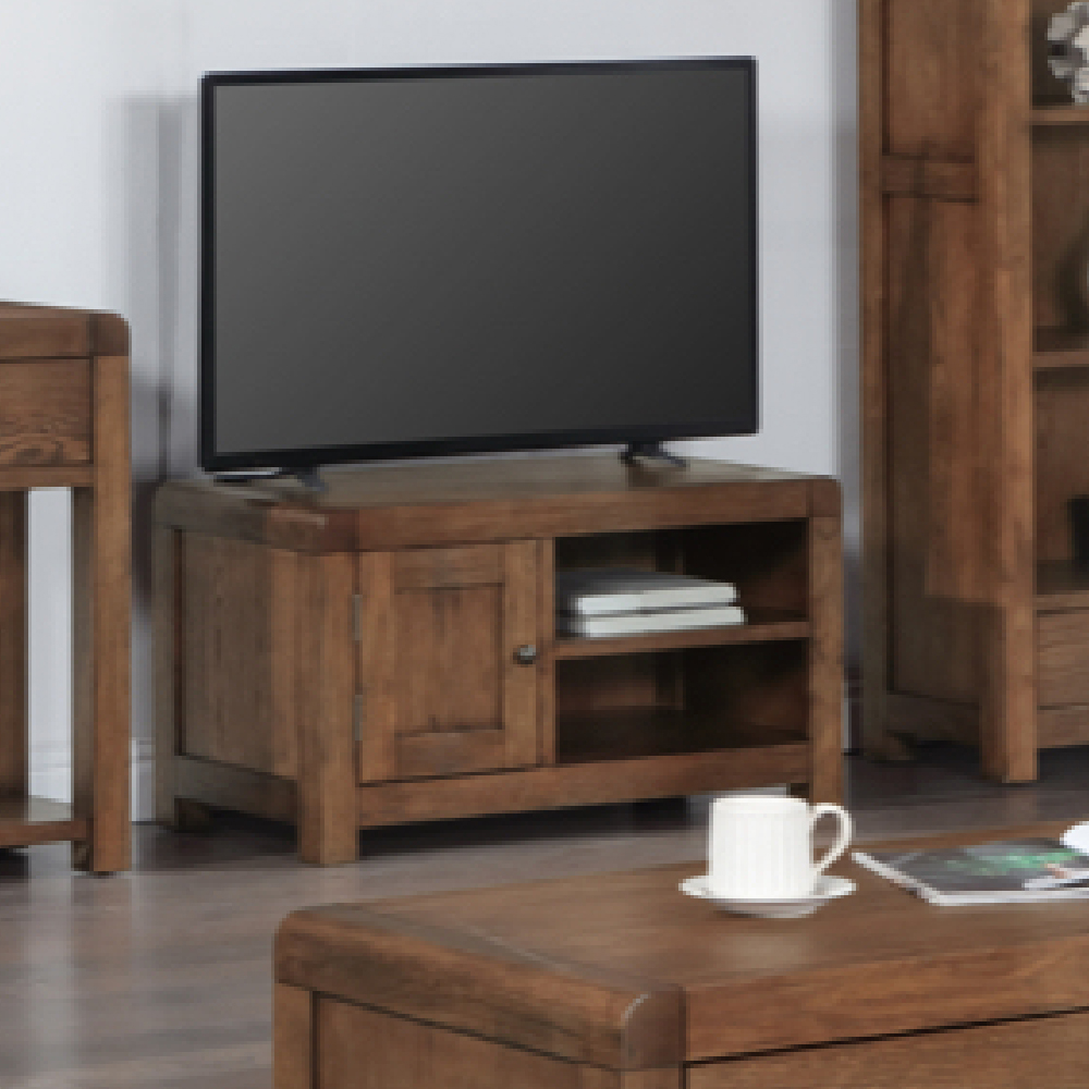 Ontario Wooden TV Stand With 1 Door In Dark Oak