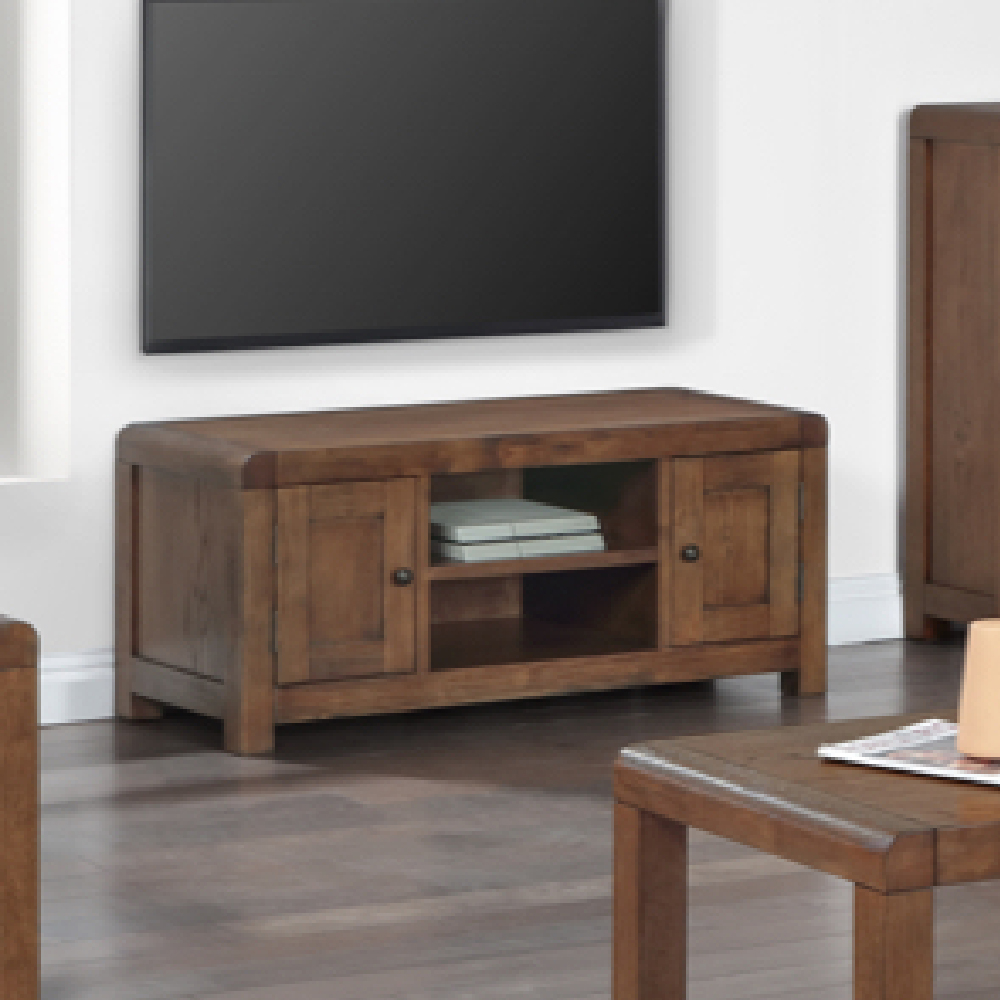 Ontario Wooden TV Stand With 2 Doors In Dark Oak