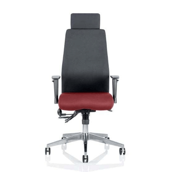 Product photograph of Onyx Black Back Headrest Office Chair With Ginseng Chilli Seat from Furniture in Fashion