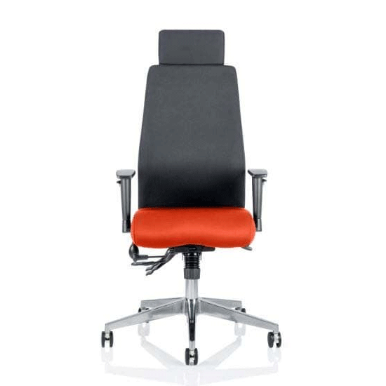 Onyx Black Back Headrest Office Chair With Tabasco Red Seat