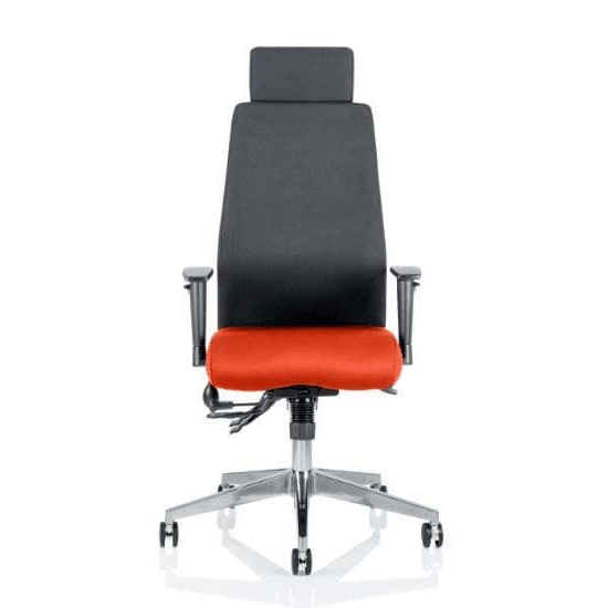 Read more about Onyx black back headrest office chair with tabasco red seat